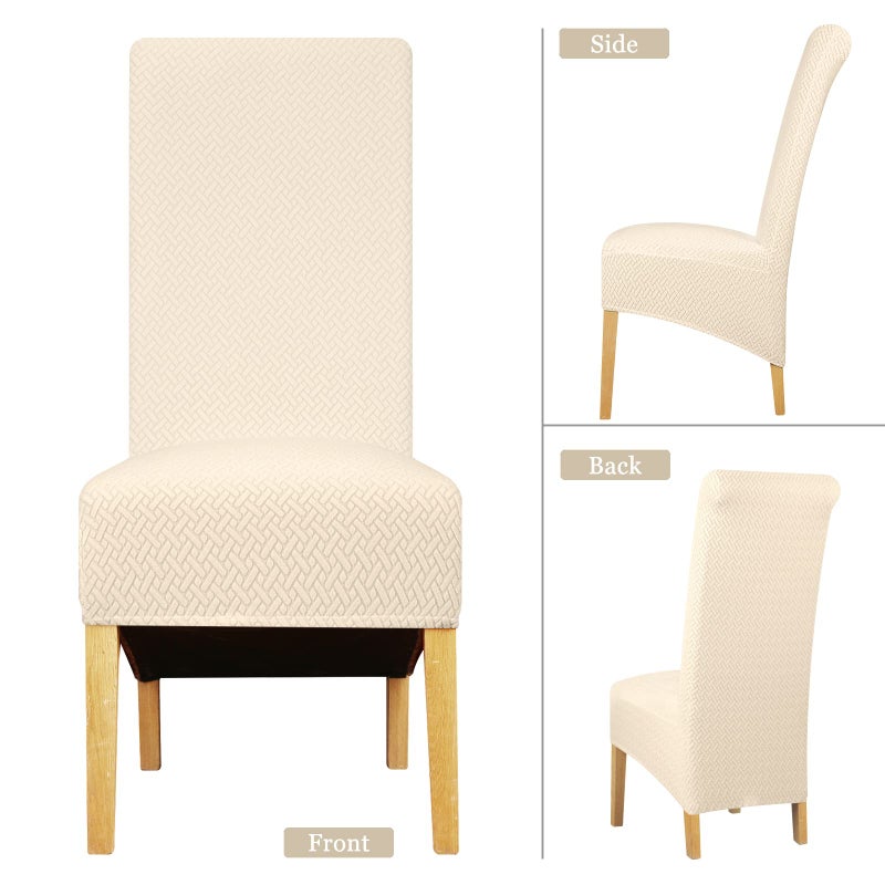 Lellen XL Size Stretch Chair أغطية لغرفة الطعام غرفة الطعام الكبيرة كرسي Slippercovers Canning كرسي الأغطية المطبخ Parsons Side Slipcover مجموعة واقي ناعم من 4 كريم - Image 2