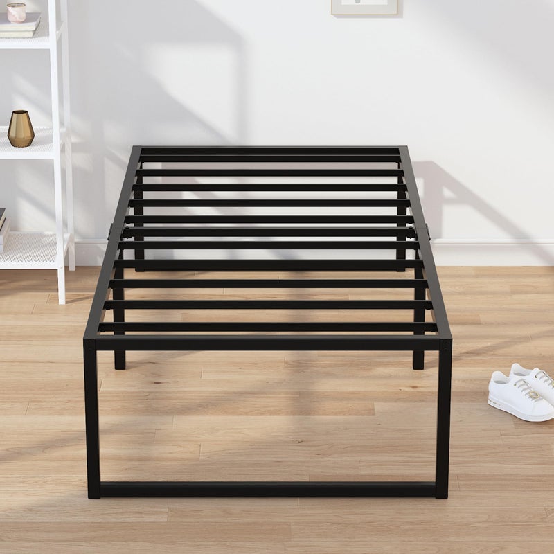 EMODA 7 Inch California King Bed Frames Heavy Duty Metal Cal King Platform with Steel Slats Support No Box Spring Needed Noise Free Black