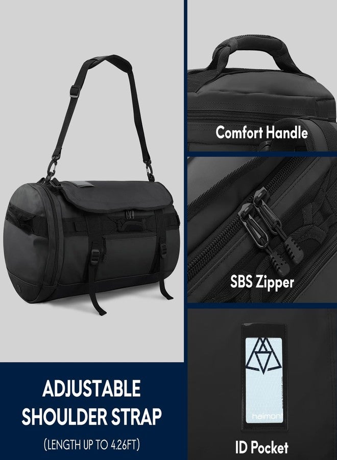 Haimont Duffle Backpack, Travel Duffel Bag with Shoes Compartment, Water-resistant, Men Women, Trip, Sports, Gym, 45L, Black - Image 5
