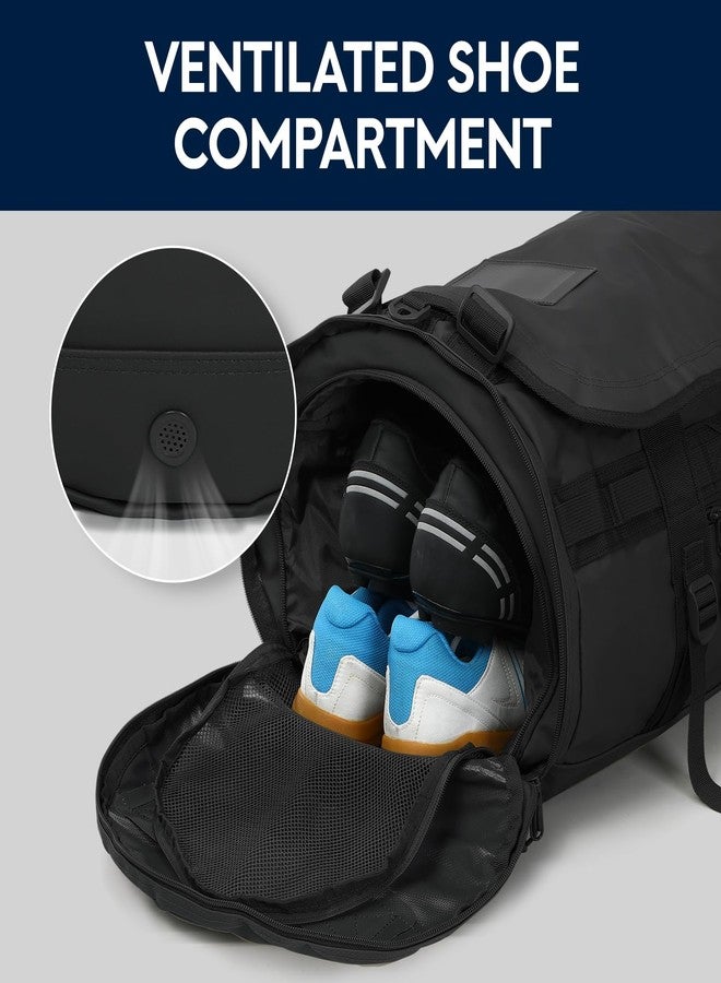 Haimont Duffle Backpack, Travel Duffel Bag with Shoes Compartment, Water-resistant, Men Women, Trip, Sports, Gym, 45L, Black - Image 3