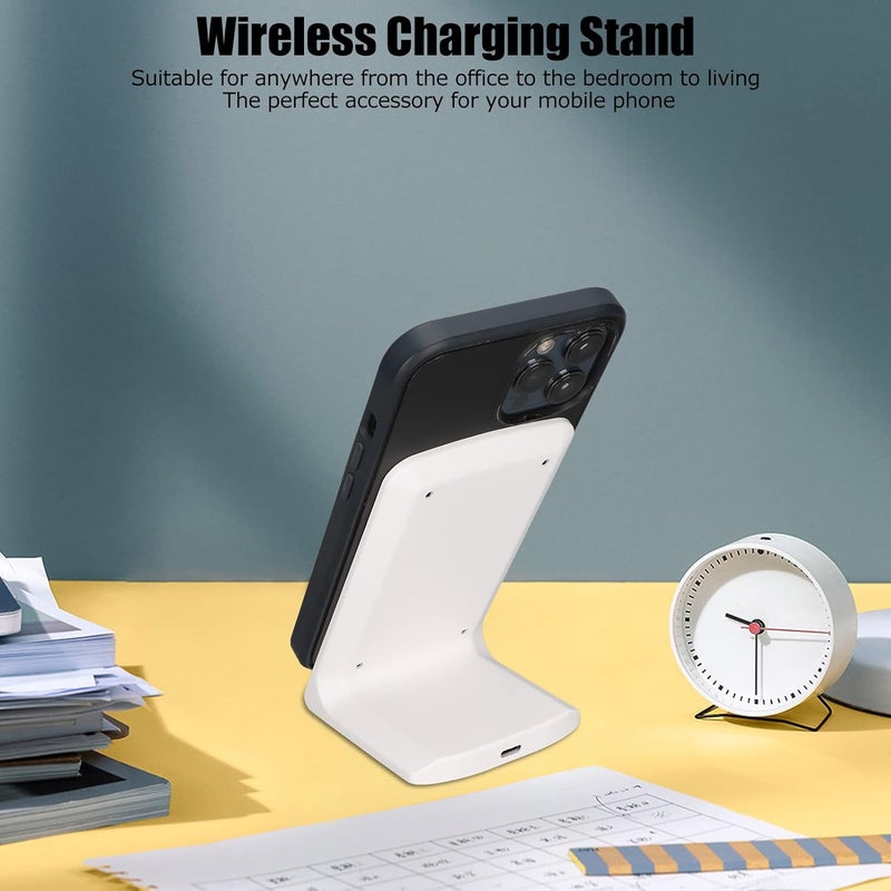 klarako 15W Wireless Charging Stand for Smartphone, Qi Certified Wireless Charging Desktop Stand Fast Wireless Charger Tabletop Cell Phone Stand Support Charging at Any Angle(White) - Image 3
