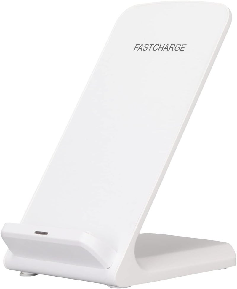 klarako 15W Wireless Charging Stand for Smartphone, Qi Certified Wireless Charging Desktop Stand Fast Wireless Charger Tabletop Cell Phone Stand Support Charging at Any Angle(White) - Image 1