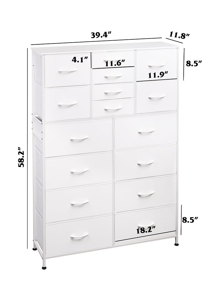 keke 16-drawer large size Fabric model For inside Home Bed Room Storage Cabinet White Color 39.4" inch - Image 4