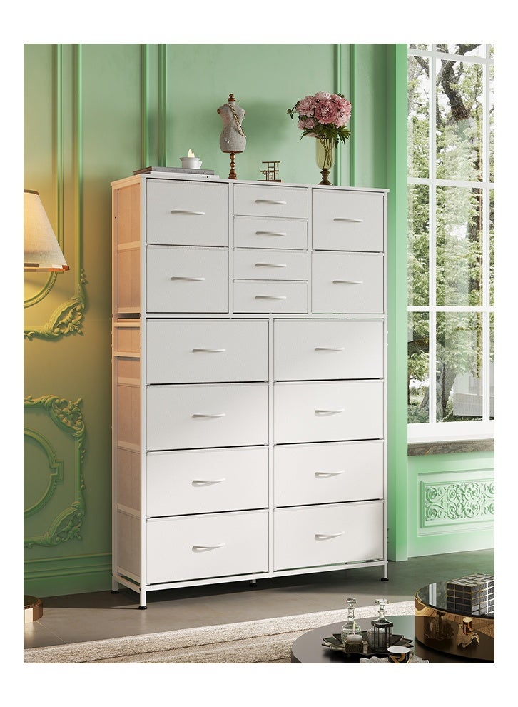keke 16-drawer large size Fabric model For inside Home Bed Room Storage Cabinet White Color 39.4" inch - Image 2