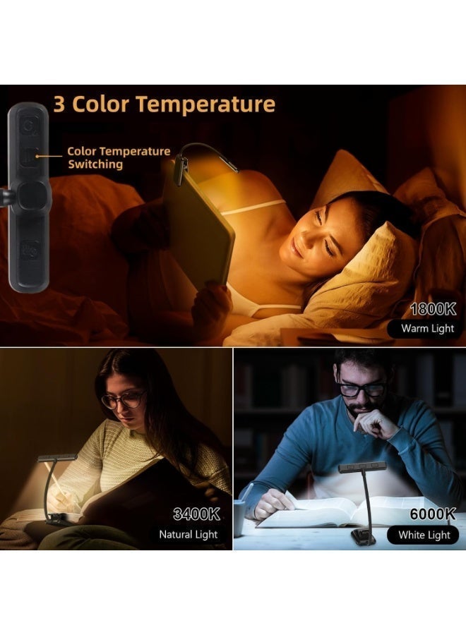 Walpck 24 Led Rechargeable Book Light for Reading in Bed-Eye Caring 3 Color Temperatures,Memory Function,80 Hrs Runtime Lightweight Clip-On Lamp, Perfect for Kids, Book Lovers, and Student Gifts(Black, Rotating) - Image 4