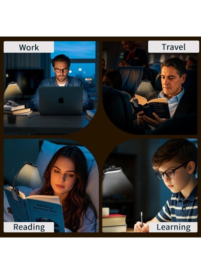 Walpck 24 Led Rechargeable Book Light for Reading in Bed-Eye Caring 3 Color Temperatures,Memory Function,80 Hrs Runtime Lightweight Clip-On Lamp, Perfect for Kids, Book Lovers, and Student Gifts(Black, Rotating) - Image 5