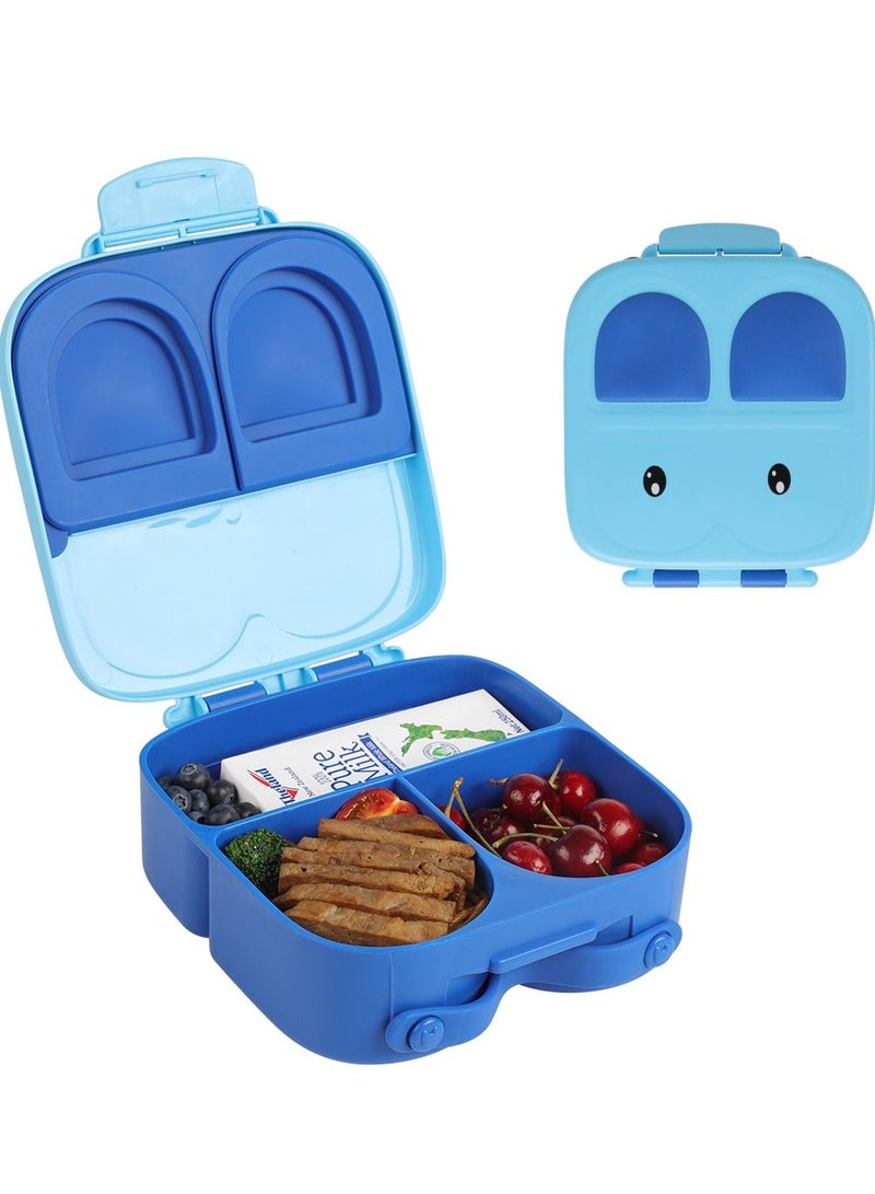 Snack attack Snack Attack TM Lunch Box Bento style Bunny Shape Blue Color for Kids|3/4 Convertible Compartments| BPA FREE|LEAK PROOF| Dishwasher Safe | Back to School Season |Food Graded Materials (Blue)  - Image 1