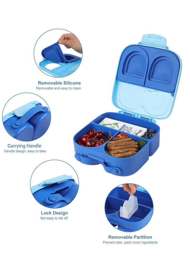 Snack attack Snack Attack TM Lunch Box Bento style Bunny Shape Blue Color for Kids|3/4 Convertible Compartments| BPA FREE|LEAK PROOF| Dishwasher Safe | Back to School Season |Food Graded Materials (Blue)  - Image 3