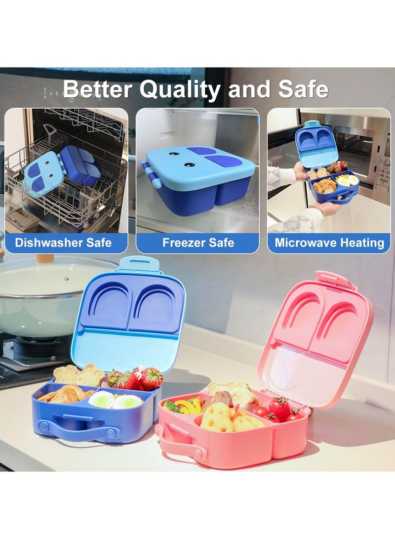 Snack attack Snack Attack TM Lunch Box Bento style Bunny Shape Blue Color for Kids|3/4 Convertible Compartments| BPA FREE|LEAK PROOF| Dishwasher Safe | Back to School Season |Food Graded Materials (Blue)  - Image 2