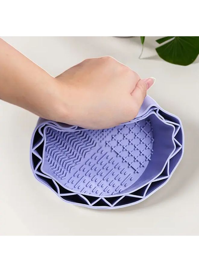 Green Makeup Brush And Sponge Cleaning Bowl Kit With Storage Pad 1pc - Image 2