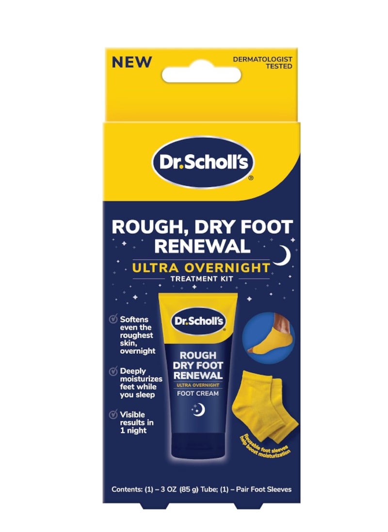 Dr. Scholl's Dr. Scholl's Rough, Dry Foot Renewal Ultra Overnight Treatment with Overnight Foot Cream 3oz with Aloe, Coconut Oil & Urea and Heel Sleeve Socks, Deeply Moisturize & Soften Feet, Dermatologist Tested  - Image 1