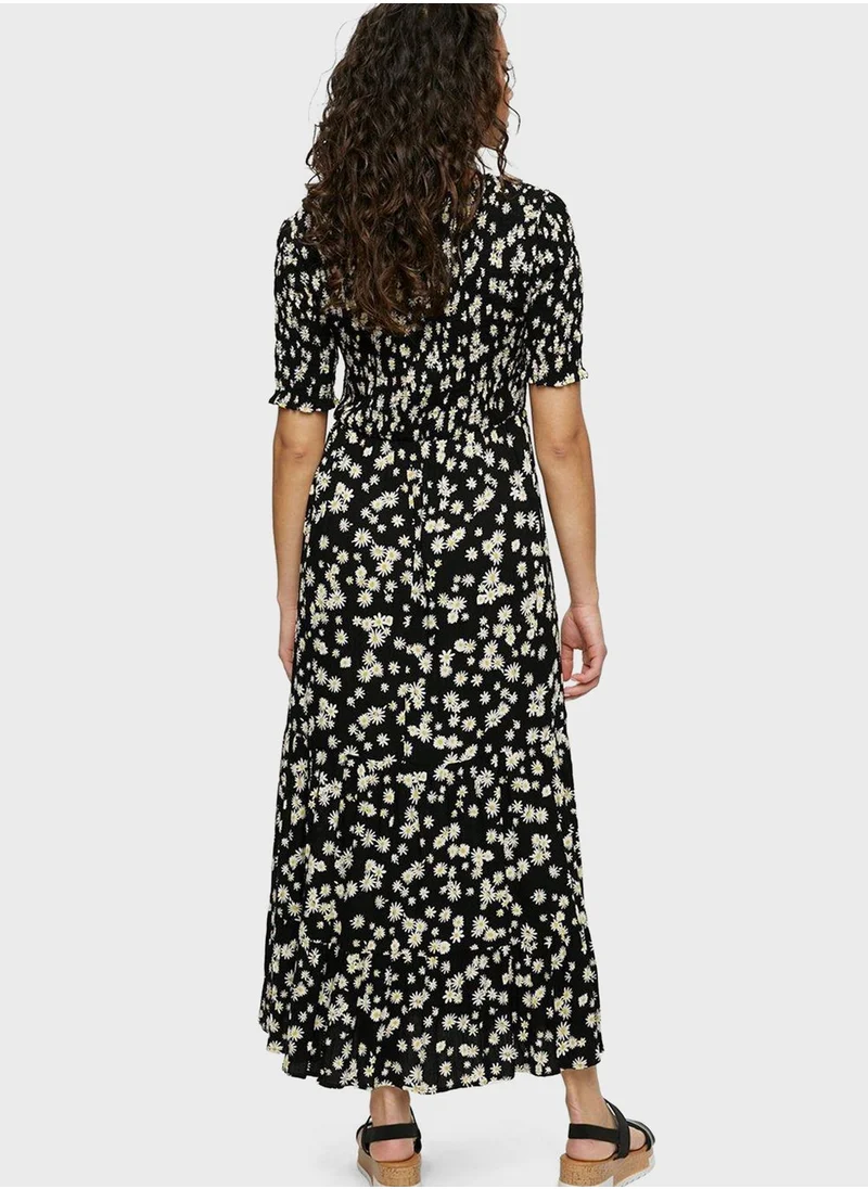 DOROTHY PERKINS Puff Sleeve Printed Shirred Dress