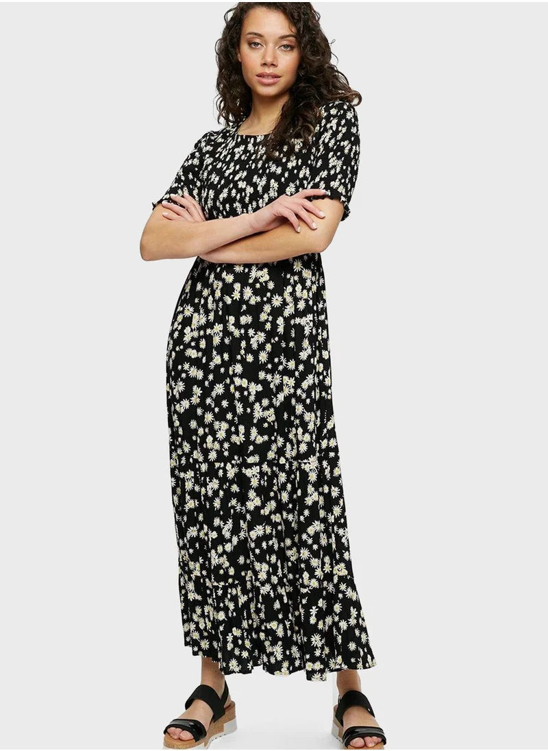 DOROTHY PERKINS Puff Sleeve Printed Shirred Dress