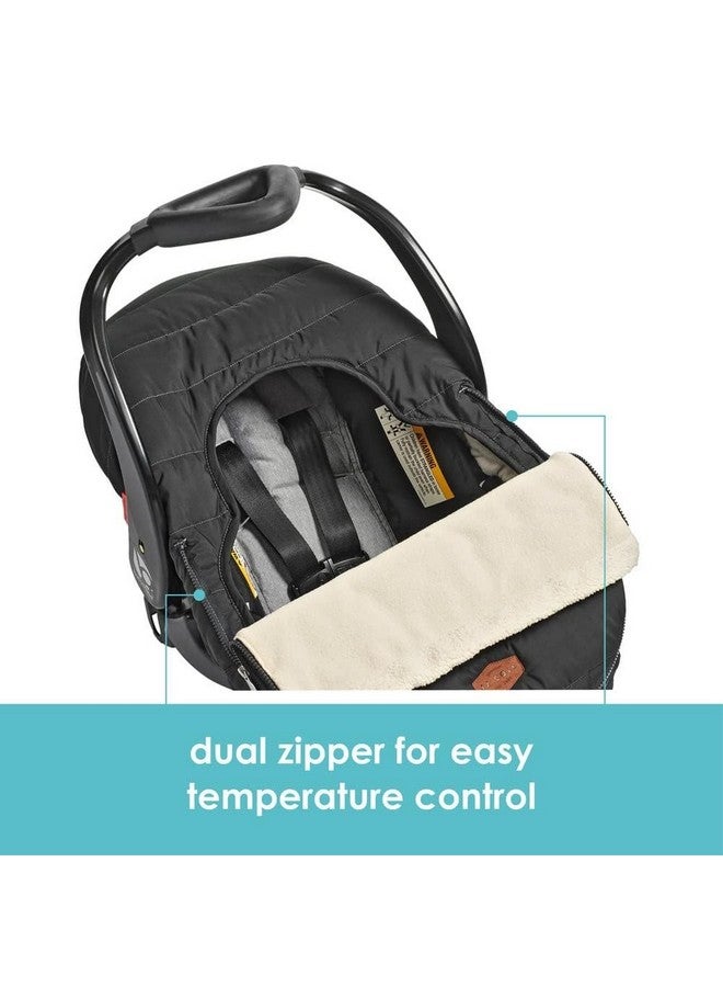 JJ COLE JJ Cole Winter Baby Car Seat Cover - Winter Car Seat Cover for Baby Seat or Stroller - Infant Car Seat Covers with Warm Sherpa Lining - Black - Image 5