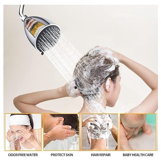 Kuber Industries Shower Filter Element Steel Shower Filter for Hard Water 9 In 1 Hard Water Filter for Chlorine Removal 15 Stages Compound Filter Set 22091 Silver - Image 3