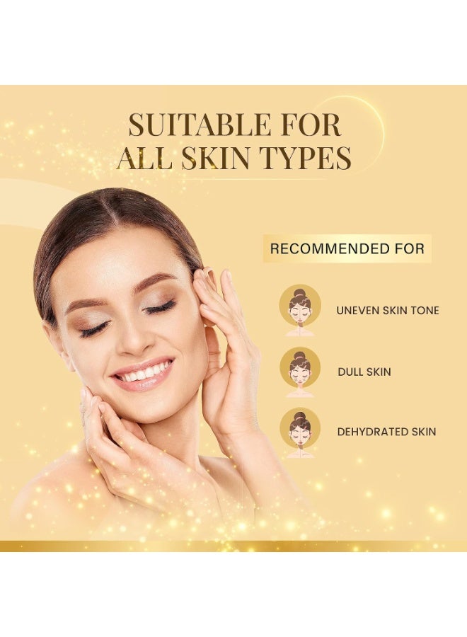 أوزون مجموعة إيلومينوس جولد للوجه | لجميع أنواع البشرة | مع 6 خطوات سهلة للوجه عضوي عضوي لتوهج ذهبي طبيعي وبشرة مشرقة ومضيئة | للرجال والنساء | 60 جم (للاستخدام مرة واحدة) - Image 3