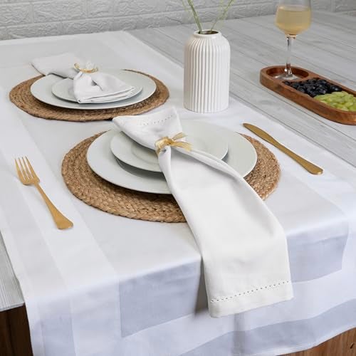 Blue Needles Set of 12 Hemstitch Linen Napkins 100% Cotton White Cloth Dinner Napkins 18x18 inches, Soft, Reusable, Absorbent, Washable, Ideal for Spring Summer Easter Events, Parties & Everyday Use - Image 3