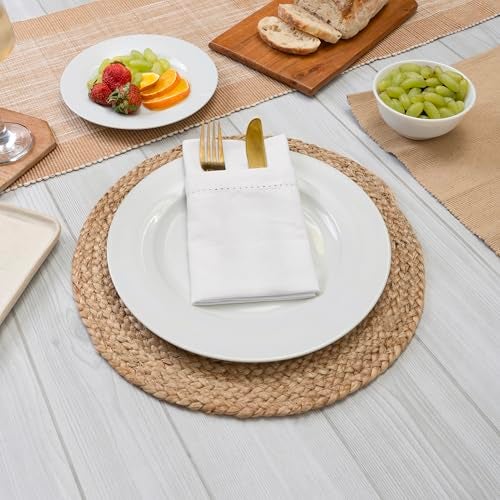 Blue Needles Set of 12 Hemstitch Linen Napkins 100% Cotton White Cloth Dinner Napkins 18x18 inches, Soft, Reusable, Absorbent, Washable, Ideal for Spring Summer Easter Events, Parties & Everyday Use - Image 5