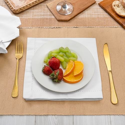 Blue Needles Set of 12 Hemstitch Linen Napkins 100% Cotton White Cloth Dinner Napkins 18x18 inches, Soft, Reusable, Absorbent, Washable, Ideal for Spring Summer Easter Events, Parties & Everyday Use - Image 4