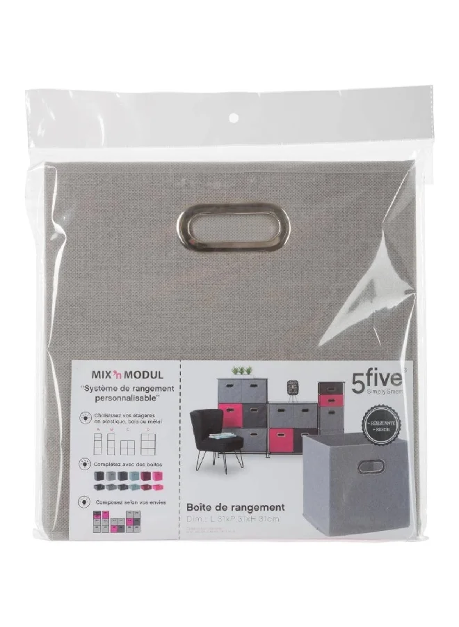 Five Simply Smart Polypropylene and Metal Foldable Storage Box Light Heather Grey 31 x 31 cm 138885C