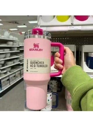 40oz Stanley Quencher H20 Flowstate Stainless Steel Vacuum Insulated Tumbler with Lid and Straw for Water, Iced Tea or Coffee, Smoothie and More, (pink) - view 2