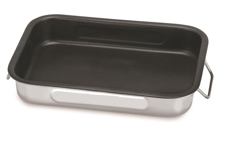 Chef Direct Stainless Steel Non Stick Roasting Pan with Folding Handles Black Silver 25cm - Image 1