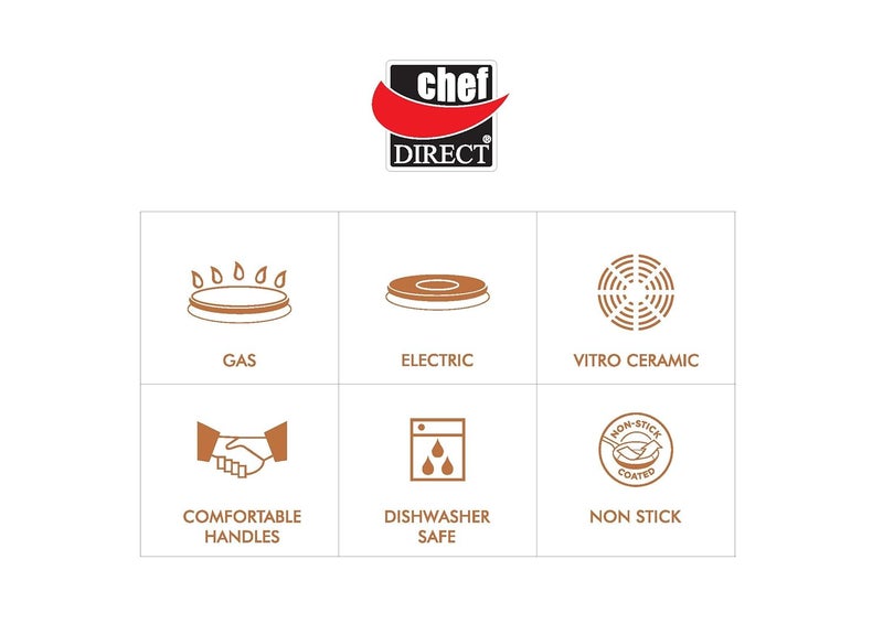Chef Direct Stainless Steel Non Stick Roasting Pan with Folding Handles Black Silver 25cm - Image 3
