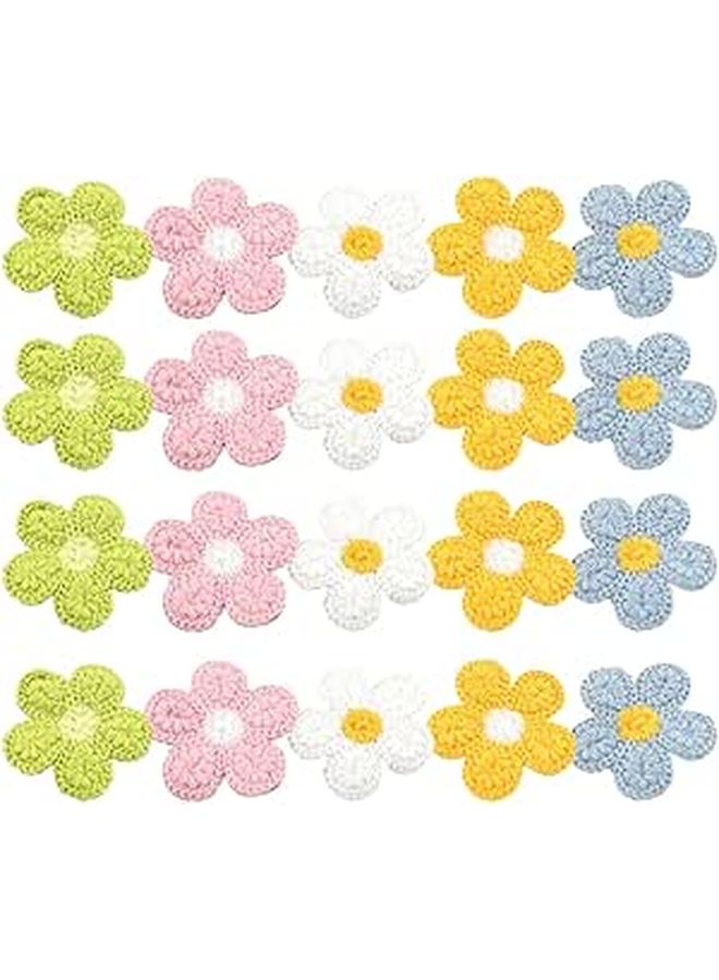Colorful Embroidered Flower Patches 5cm Set Of 20 For DIY Clothes Hats Bags With Wear Resistant Material - Image 1