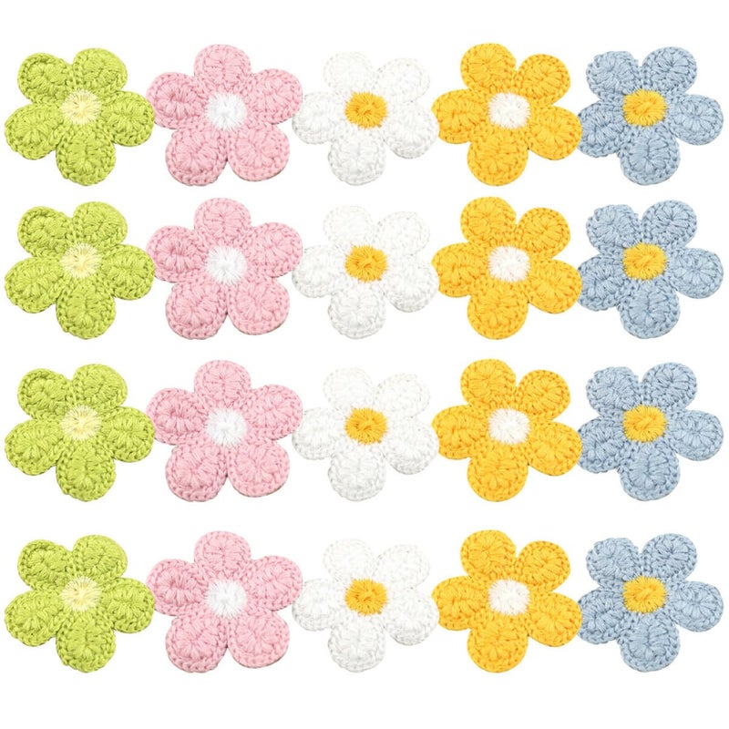 Colorful Embroidered Flower Patches 5cm Set Of 20 For DIY Clothes Hats Bags With Wear Resistant Material - Image 2