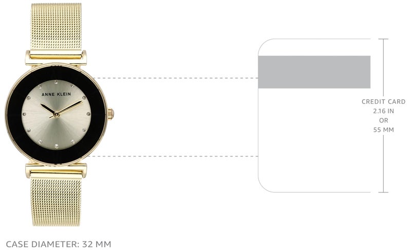 ANNE KLEIN ساعة معصم شبكية مزينة باللمعان للنساء من آن كلاين - Image 2