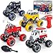 LUDILO Kids Boys Toys Age 46 57 68 4 PCS DIY Assembly Building City Bus Ambulance Police Car Toy Fire Truck with Electric Drill Stem Learning Toys Gifts for 3 4 5 6 7 8 Year Old Boys Girls Kids - Image 2