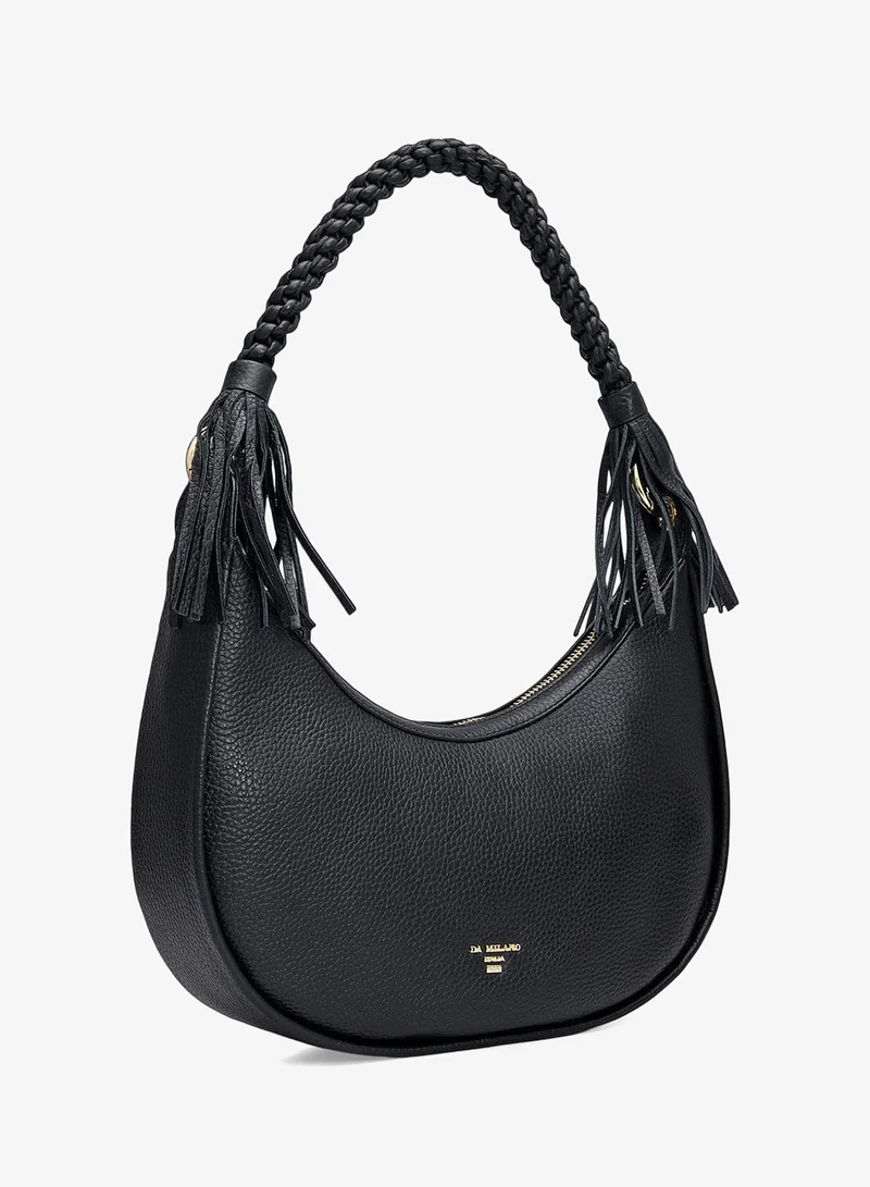 Da Milano Small Wax Leather Baguette - Black