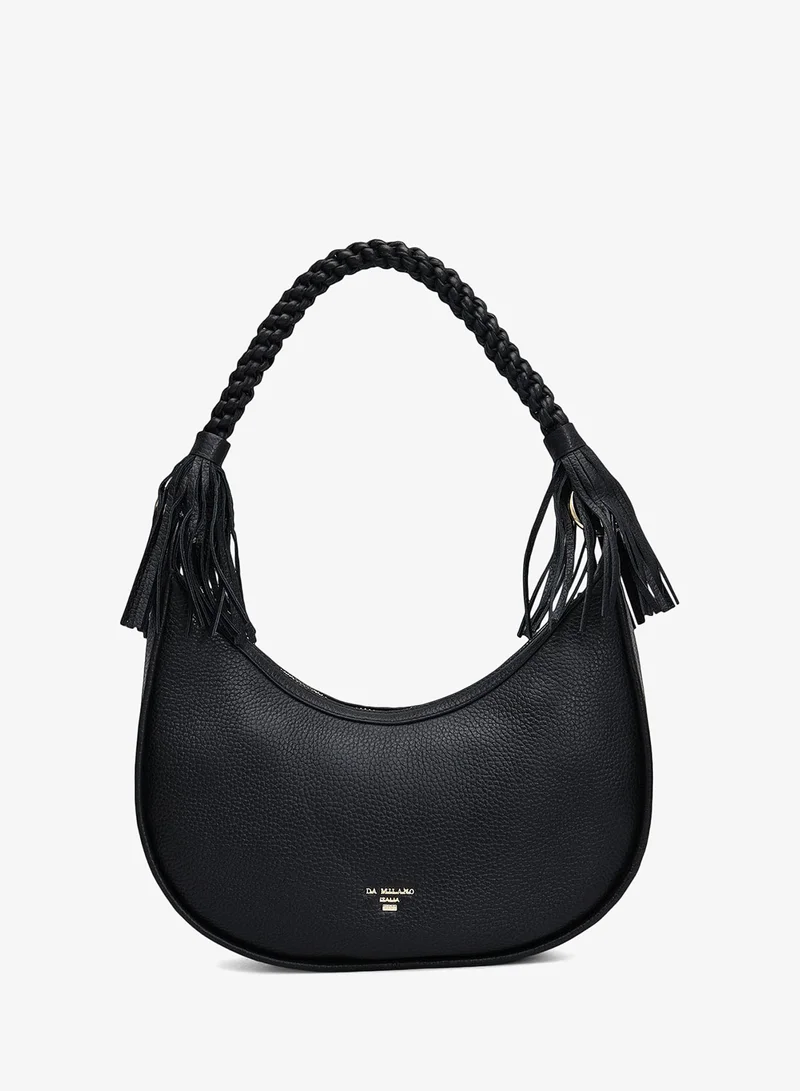 Da Milano Small Wax Leather Baguette - Black