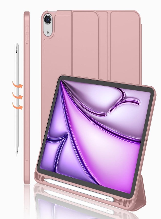 iMieet جراب iMieet لجهاز iPad Air مقاس 11 بوصة M2 2024، جراب لجهاز iPad Air من الجيل الخامس/الرابع 2022/2020 مقاس 10.9 بوصة مع حامل قلم، جراب ذكي ثلاثي الطي مع حامل (لون السلمون الداكن) - Image 1