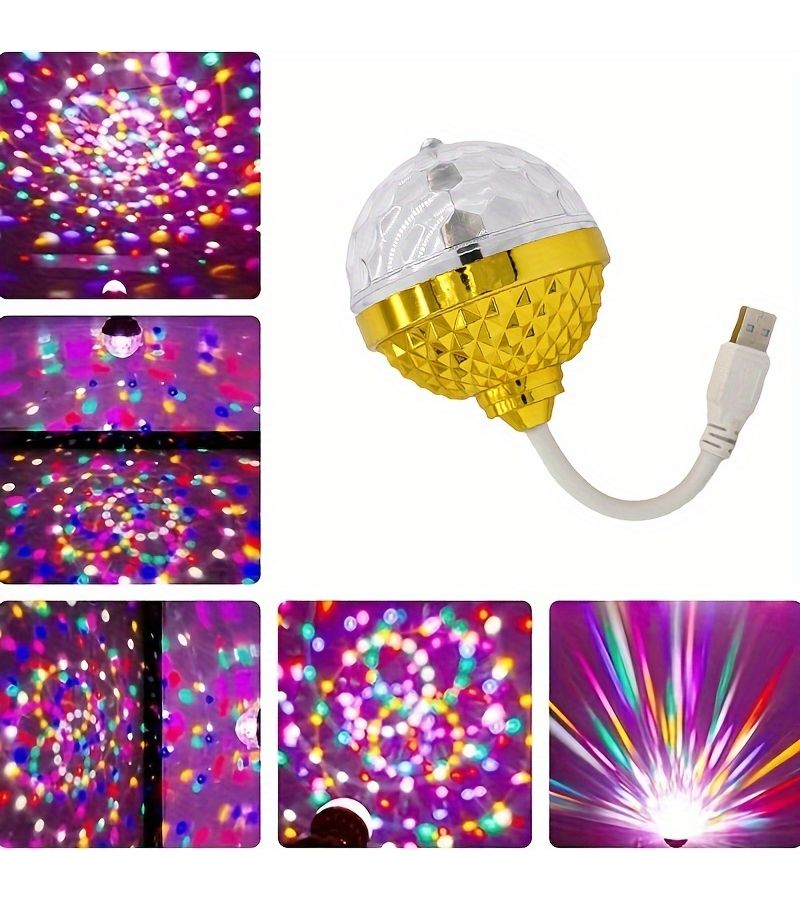 مصباح دوّار يعمل بالطاقة عبر USB - ضوء ديسكو كروي RGB متعدد الألوان - مصباح سحري للمسرح للمنزل والحفلات والنوادي وصالات الكاريوكي - دوران 360 درجة وتأثيرات وميضية - غطاء من البلاستيك PC وهيكل من ABS - Image 3