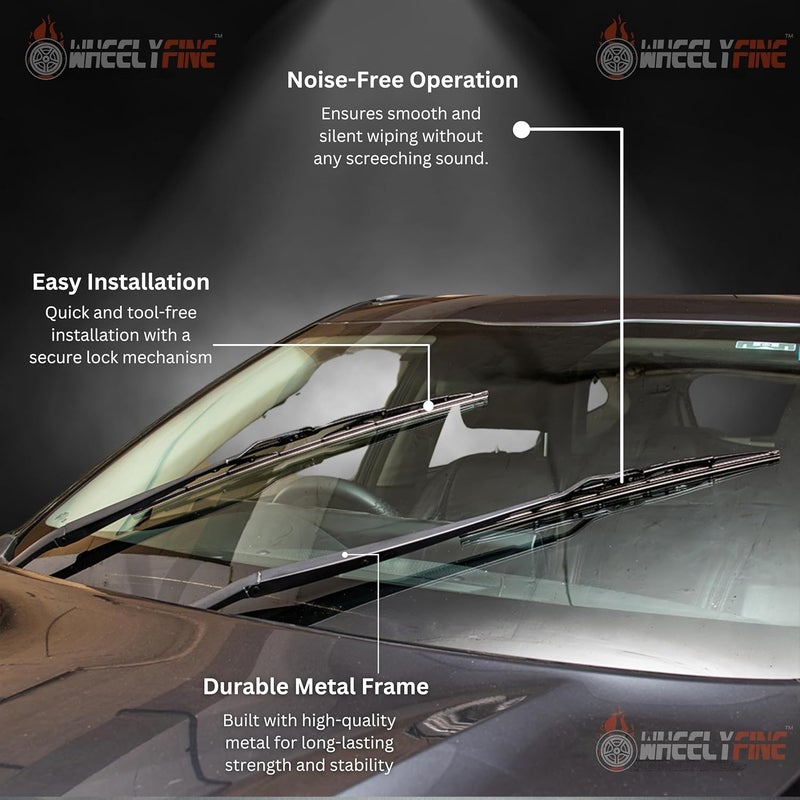 Wheelyfine Car Wiper Blades | Metal Frame | Water Repellent Windshield Wipers | Blade Refills (Tata Ace Xl (2016 Onwards) Dr 20"/Pa 17") - Image 5