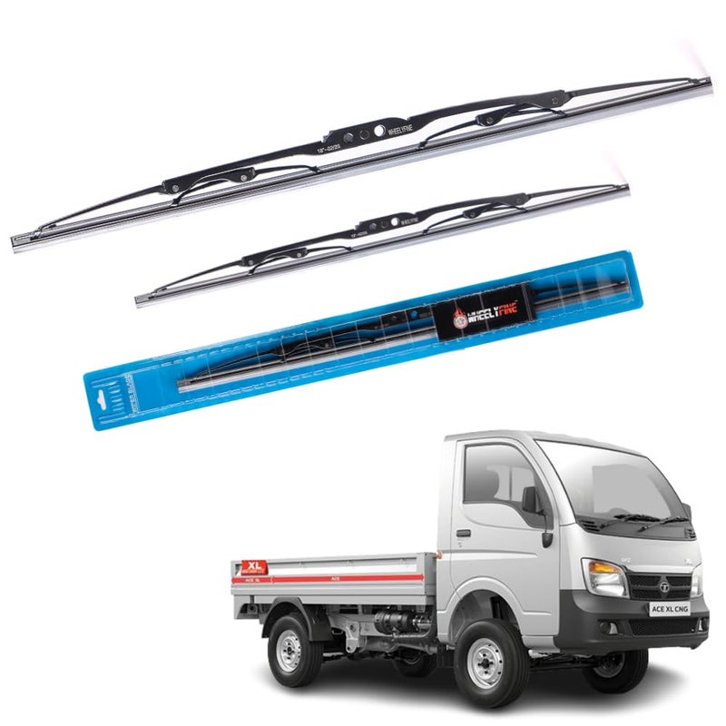Wheelyfine Car Wiper Blades | Metal Frame | Water Repellent Windshield Wipers | Blade Refills (Tata Ace Xl (2016 Onwards) Dr 20"/Pa 17") - Image 1
