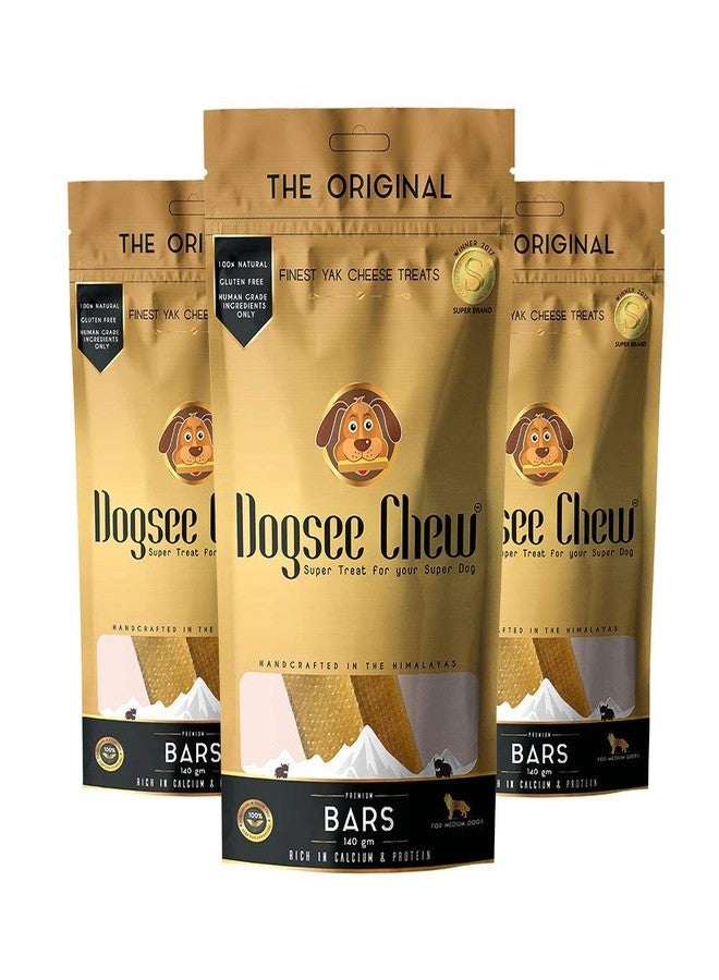 Dogsee Chew Bars for Dogs - Medium Bars - 140g (Pack of 3) | 100% Natural Himalayan Yak Chews | Smoke Dried | Long Lasting | Helps Fight Plaque & Tartar | Promotes Healthy Immune System - Image 1