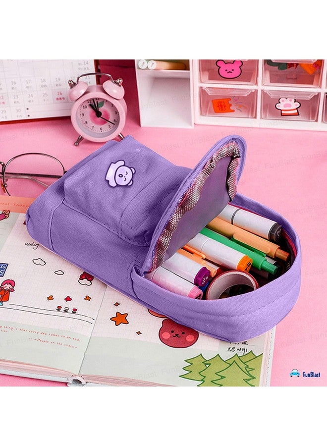 فنبلاست حقيبة أقلام فن بلاست للبنات - حقيبة أقلام كاواي، حقيبة أقلام كبيرة قابلة للتعليق، حقيبة أقلام أنيقة، حقيبة كرتونية لطيفة للأطفال، حقيبة جمالية لطلاب المدارس والجامعات (أرجوانية) - Image 4