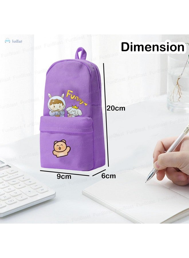 فنبلاست حقيبة أقلام فن بلاست للبنات - حقيبة أقلام كاواي، حقيبة أقلام كبيرة قابلة للتعليق، حقيبة أقلام أنيقة، حقيبة كرتونية لطيفة للأطفال، حقيبة جمالية لطلاب المدارس والجامعات (أرجوانية) - Image 3