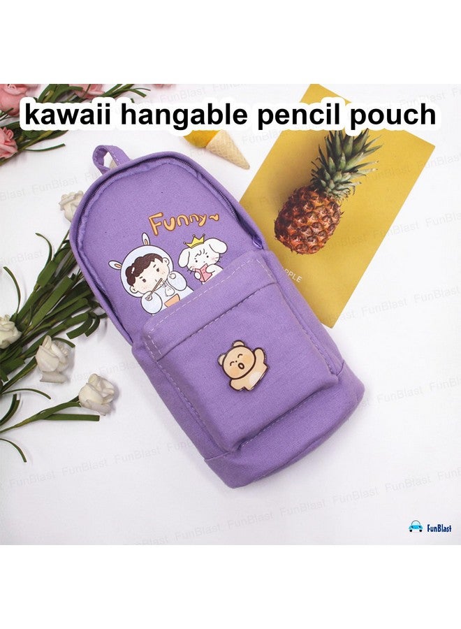 فنبلاست حقيبة أقلام فن بلاست للبنات - حقيبة أقلام كاواي، حقيبة أقلام كبيرة قابلة للتعليق، حقيبة أقلام أنيقة، حقيبة كرتونية لطيفة للأطفال، حقيبة جمالية لطلاب المدارس والجامعات (أرجوانية) - Image 2