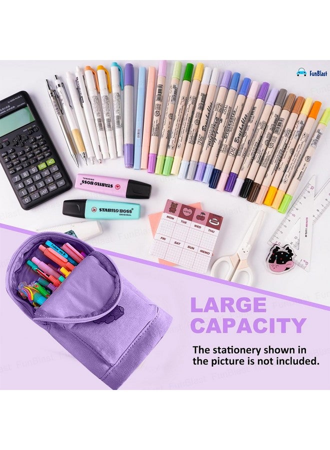 فنبلاست حقيبة أقلام فن بلاست للبنات - حقيبة أقلام كاواي، حقيبة أقلام كبيرة قابلة للتعليق، حقيبة أقلام أنيقة، حقيبة كرتونية لطيفة للأطفال، حقيبة جمالية لطلاب المدارس والجامعات (أرجوانية) - Image 5