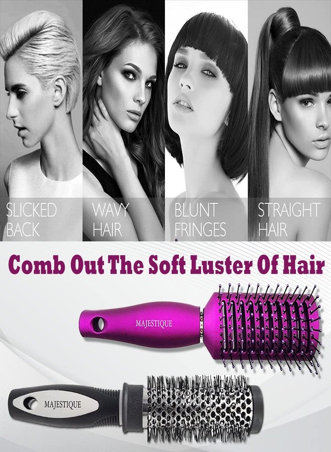 Majestique Detangling, Vent, and Blow Dry Hair Brushes | 3-Piece Professional Hair Brush Set for Women & Girls | For All Hair Types - Multicolor - Image 4