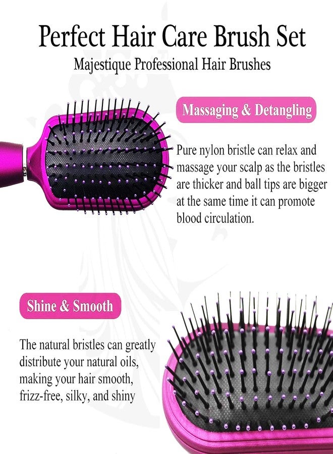 Majestique Detangling, Vent, and Blow Dry Hair Brushes | 3-Piece Professional Hair Brush Set for Women & Girls | For All Hair Types - Multicolor - Image 5