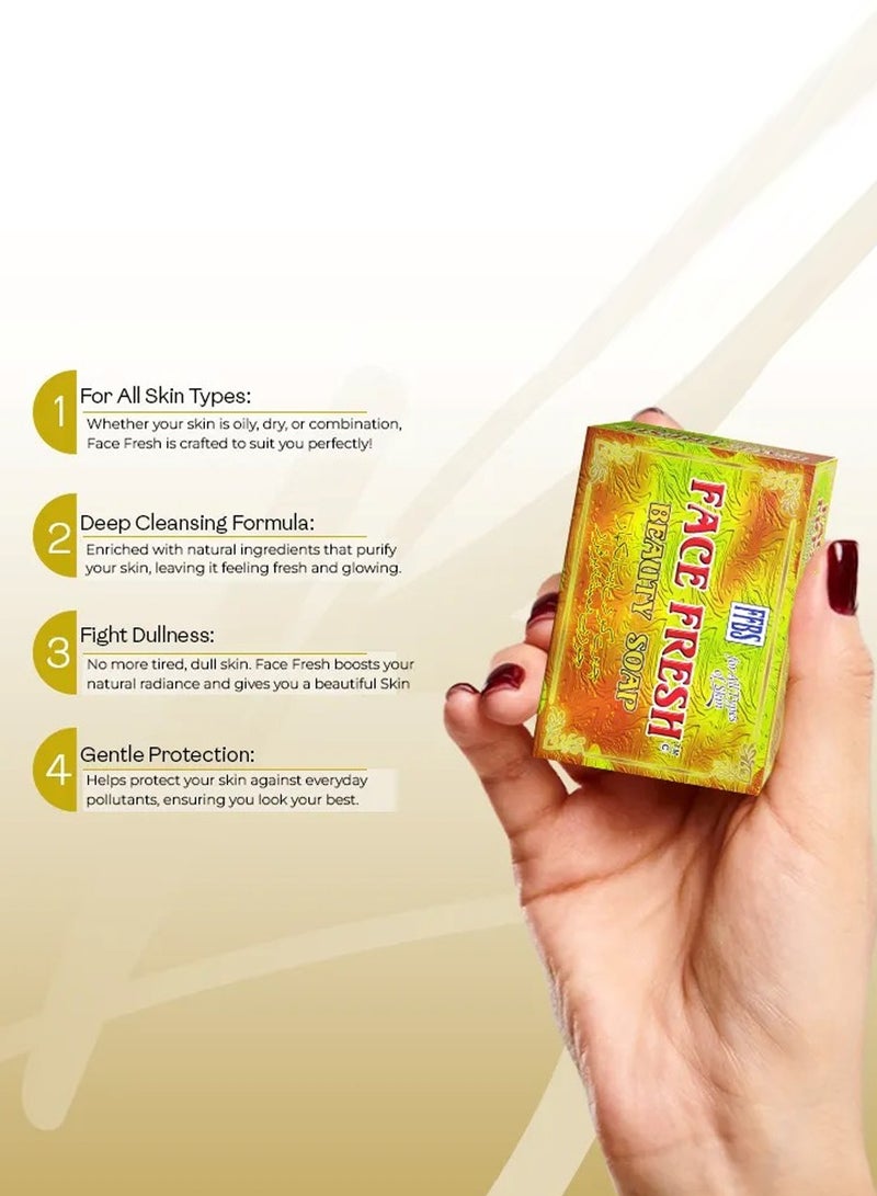 Face Fresh Set of 3 UV Radiation Protection Soap - Prevents Premature Aging, Increases Hydration & Firmness, Beauty Soap for All Skin Types 100g - Image 4