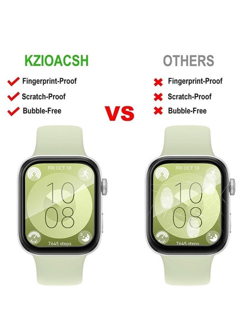 فوميمو 3 قطع واقي شاشة Huawei Watch Fit 3، واقي شاشة هواوي فيت 3، واقي شاشة شفاف عالي الدقة مقاوم للخدش ومقاوم للخدوش ومضاد للفقاعات ومقاوم للاهتراء، غطاء شاشة كامل ثلاثي الأبعاد، واقي شاشة بحافة منحنية، أسود - Image 2