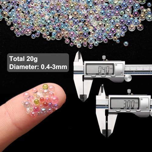 CoCud Iridescent Glass Tiny Bubble Beads, 0.4-3mm 20g No Hole Micro Mini Round Clear Water Droplets Beads - Applications: for Resin Filler, Nail Art, Dollhouse Bath Tub, 2-Pieces - Image 2