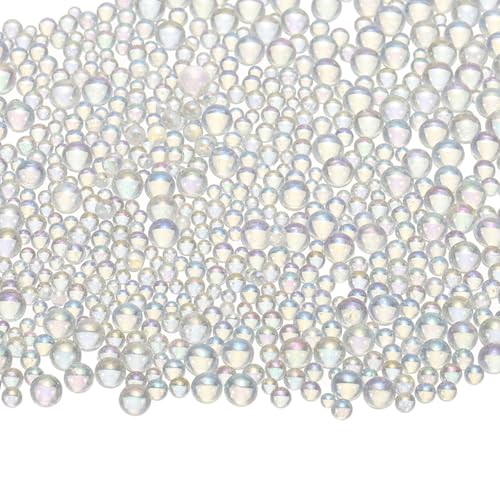 CoCud Iridescent Glass Tiny Bubble Beads, 0.4-3mm 20g No Hole Micro Mini Round Clear Water Droplets Beads - Applications: for Resin Filler, Nail Art, Dollhouse Bath Tub, 2-Pieces - Image 1
