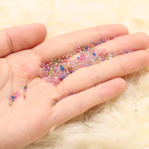 CoCud Iridescent Glass Tiny Bubble Beads, 0.4-3mm 20g No Hole Micro Mini Round Clear Water Droplets Beads - Applications: for Resin Filler, Nail Art, Dollhouse Bath Tub, 2-Pieces - Image 5