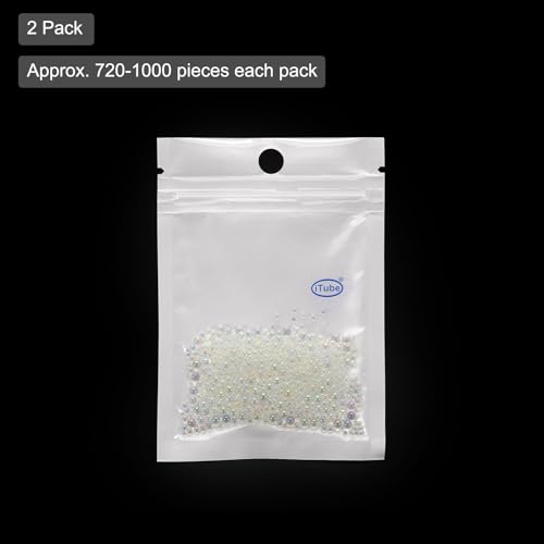 CoCud Iridescent Glass Tiny Bubble Beads, 0.4-3mm 20g No Hole Micro Mini Round Clear Water Droplets Beads - Applications: for Resin Filler, Nail Art, Dollhouse Bath Tub, 2-Pieces - Image 3